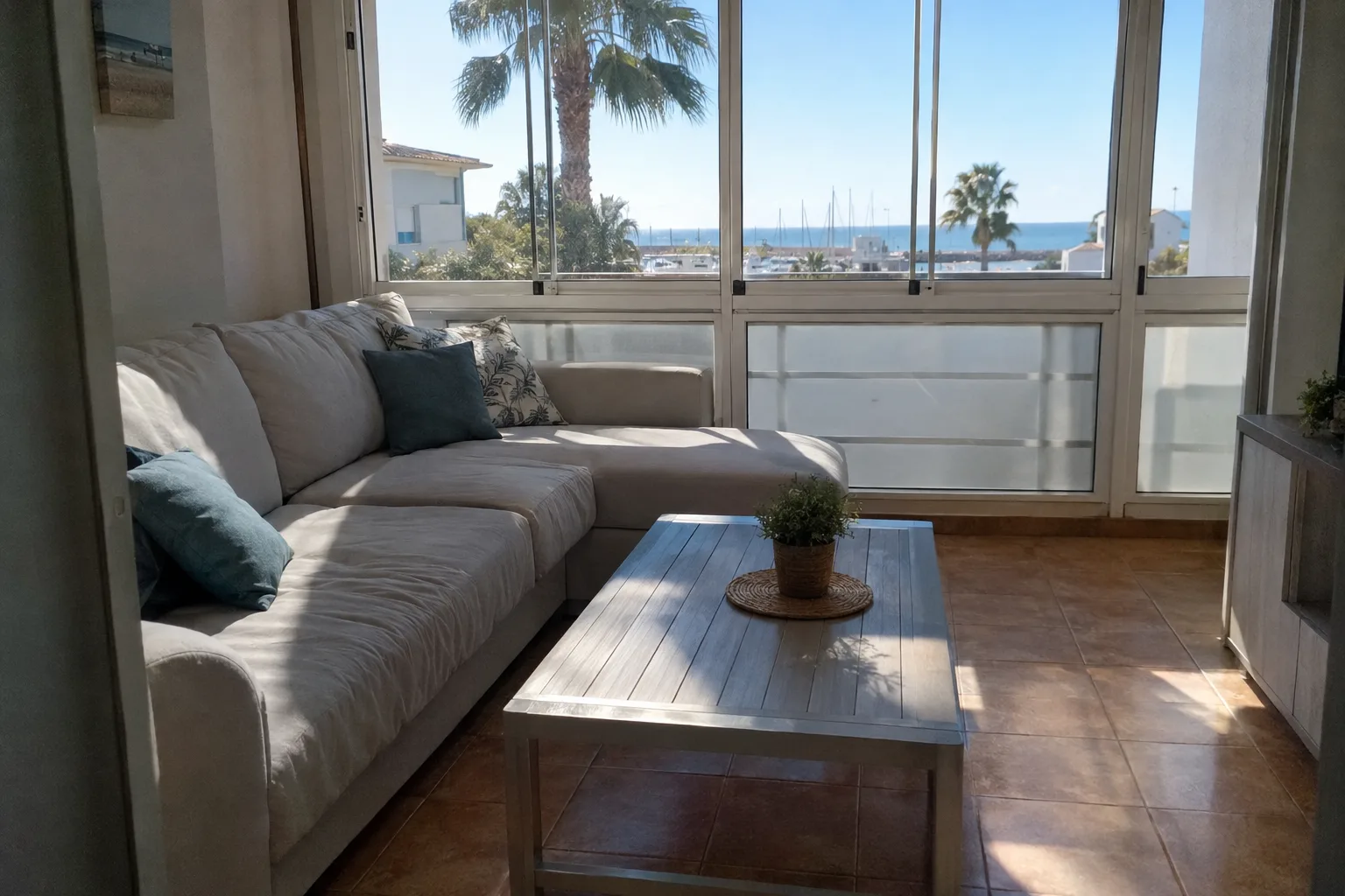 Cerramiento de terraza terminado con cortina de cristal o corredera de aluminio